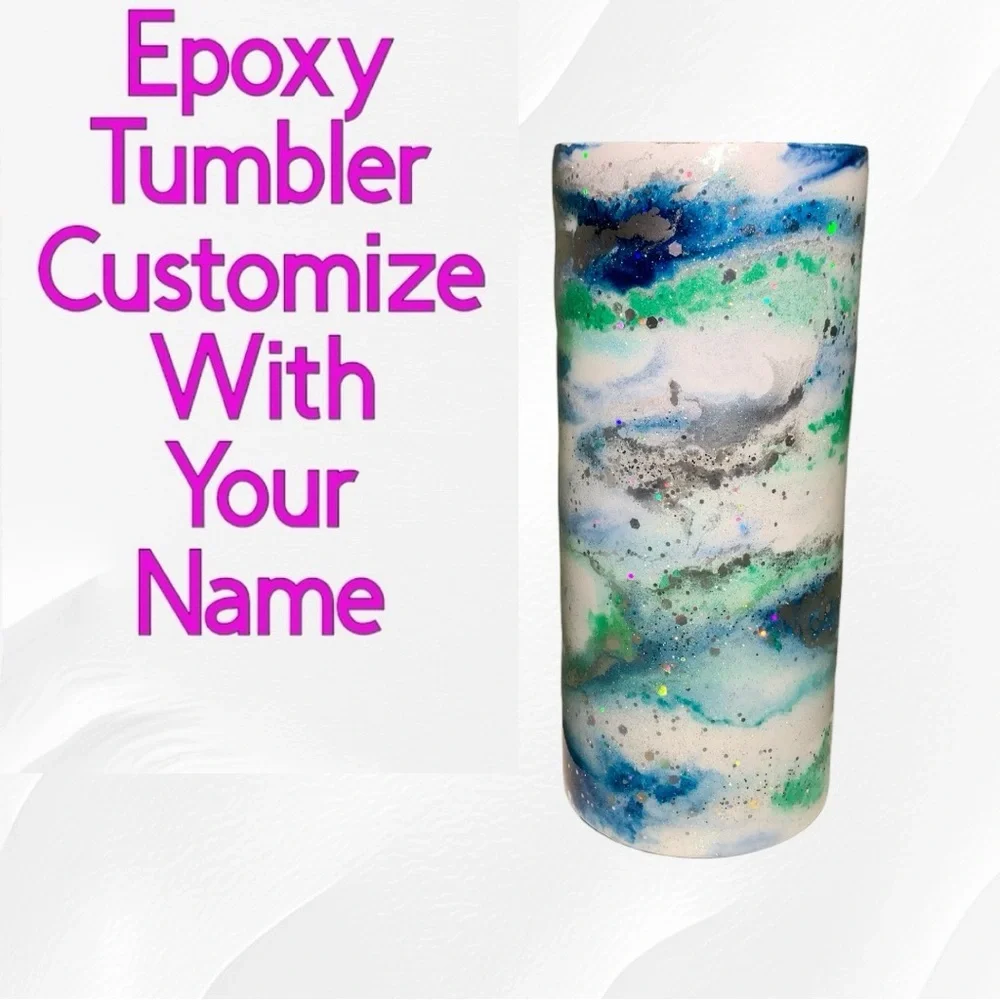 Premade Quick Customizable 14oz Stainless Steel Epoxy Tumbler Add Name - Picture 1 of 8